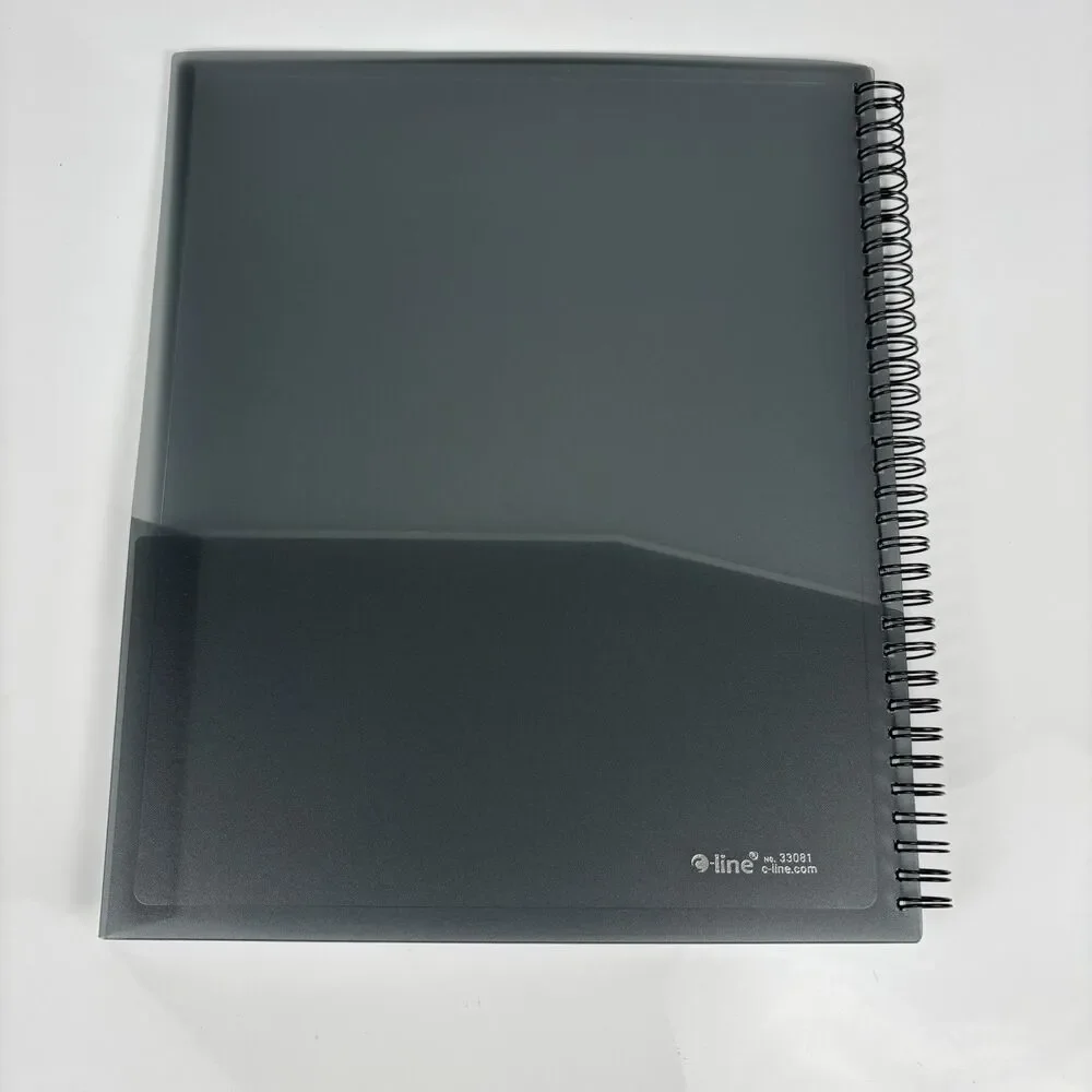 C-Line 8-Pocket Spiral-Bound Poly Portfolio Smoke Grey 33081 Letter Size 8.5x11